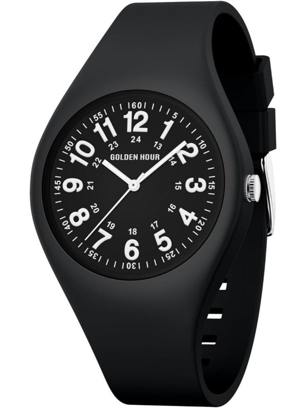 Unisex Black Military Time Easy to Read Dial Jelly Silicone Strap Wrist Watch